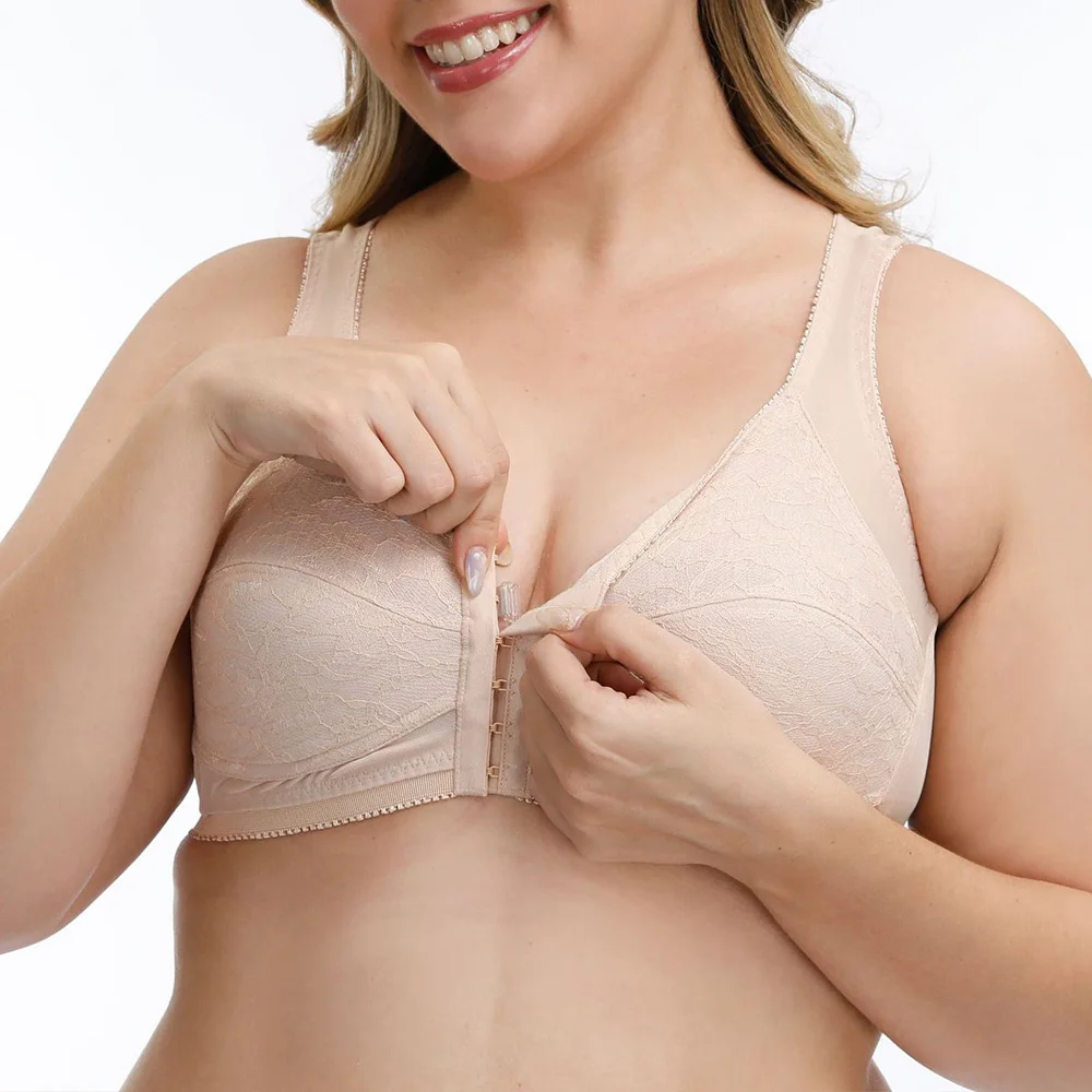 Женские кружевные бюстгальтеры с застежкой спереди бюстгальтер без косточек