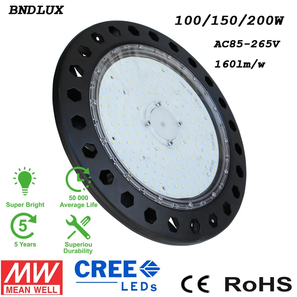 LED high bay UFO light 150 Вт черная круглая лампа желтый свет белый Склад Супермаркет школа