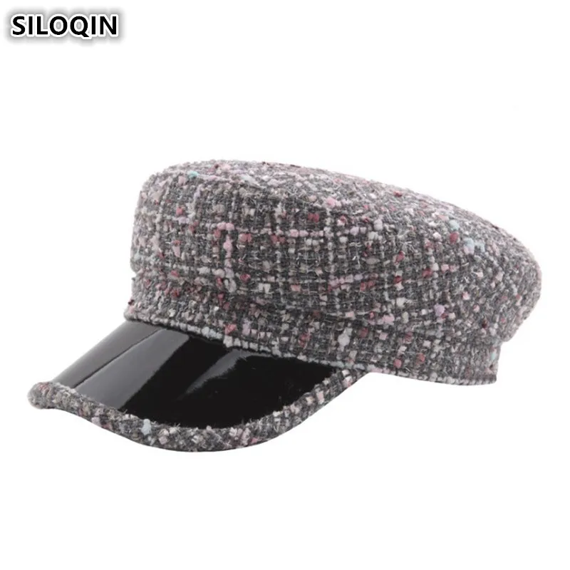 Женские шапки в стиле милитари SILOQIN теплые Плотные хлопковые клетку яркие