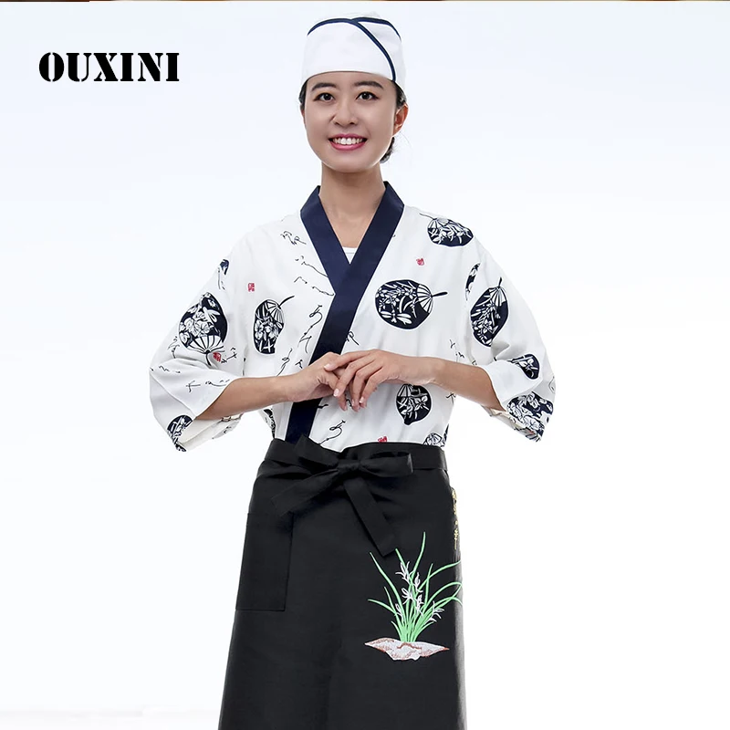 Фото Японские куртки шеф повара суши женская одежда для ресторана рабочая пищевой