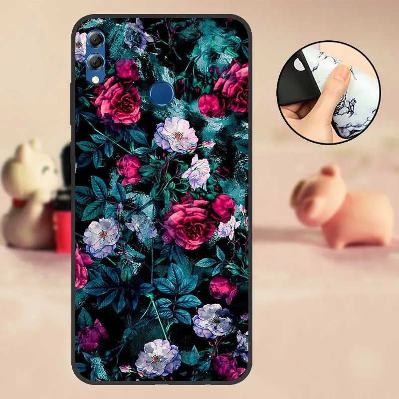 ACHTV Чехол для huawei Honor 8X черный мягкий Силиконовый ТПУ чехол из ТПУ чехол для huawei Honor 8X бампер с милым рисунком черный чехол - Цвет: ACHTV