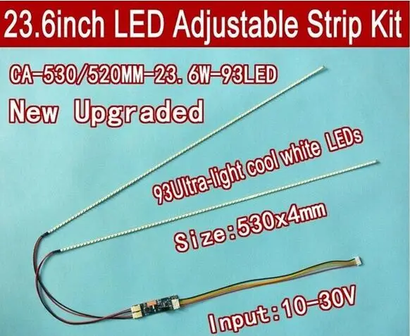 

10pcs 23.6" 530mm 10pcs 540mm 24" Adjustable brightness led backlight strip kit,Update inch LCD ccfl panel to LED backlight