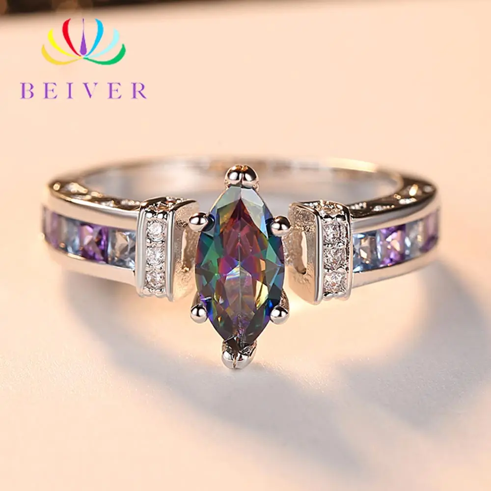 Обручальные кольца Beiver 2019 Новое поступление белая искусственная кожа Овальный