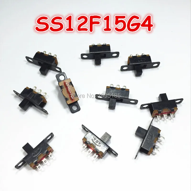Переключатель скользящий SS12F15 с ручкой 1P2T 1 ряд 2-3 фута высотой 4 мм SS12F15G4 10 шт. |