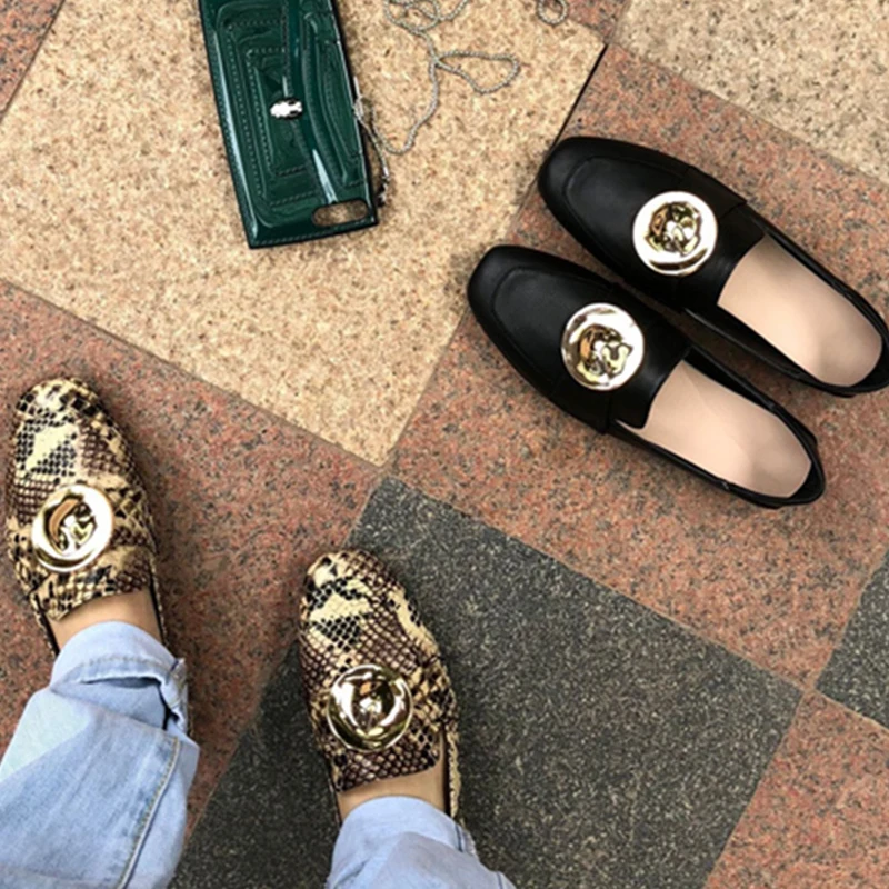 MONMOIRA со змеиным принтом женские лоферы в стиле ретро на квадратном каблуке обувь