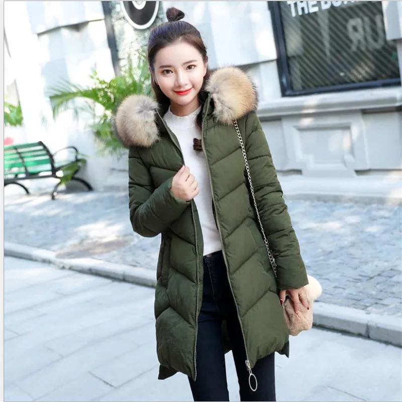 Модные зимние женские парки OL новинка 2018 женский пуховик средней длины хлопковая