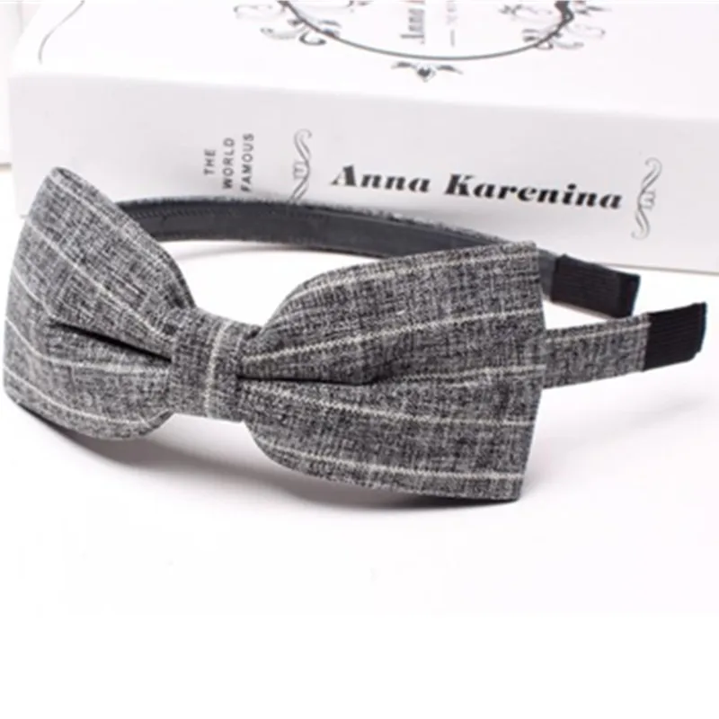 

New Bow Hairband Headband Women Striped Bow Headband Fashion Ladies Large Bow Hairband for Girls Hair Accessories Hair Hoop Gray