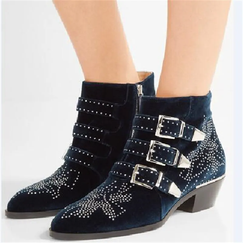 

Prova Perfetto Luxury Rivet Flower Women Ankle Boots Round Toe Susanna Studded Genuine Leather Short Boots Sexy zapatos de mujer