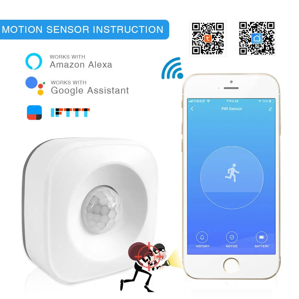 Инфракрасный датчик Wi-Fi Tuya Smart Life APP с интеллектуальным управлением | Электроника