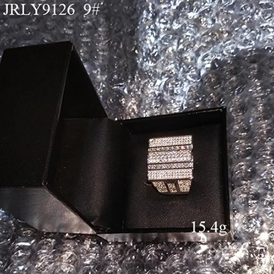 size 9 VANAXIN 925 пробы серебряные кольца для мужчин большие кольца в стиле панк ювелирные изделия распродажа высокое качество AAA Iced Out CZ шкатулка - Цвет основного камня: size 9