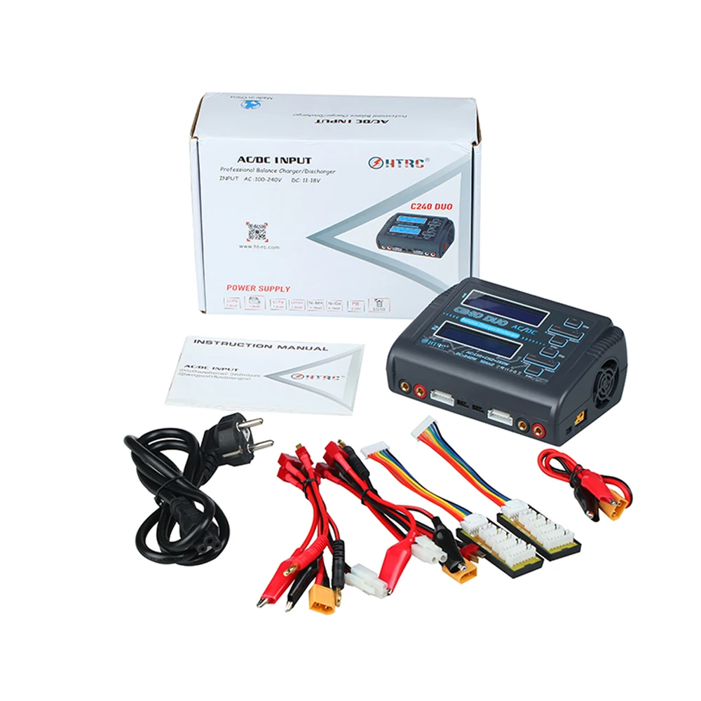 LiPo зарядное устройство HTRC C240 двухканальный AC 150 Вт DC 240 Вт 10A 1-6S для литий-ионной жизни NiCd NiMH LiHV PB умная батарея Dis зарядное устройство