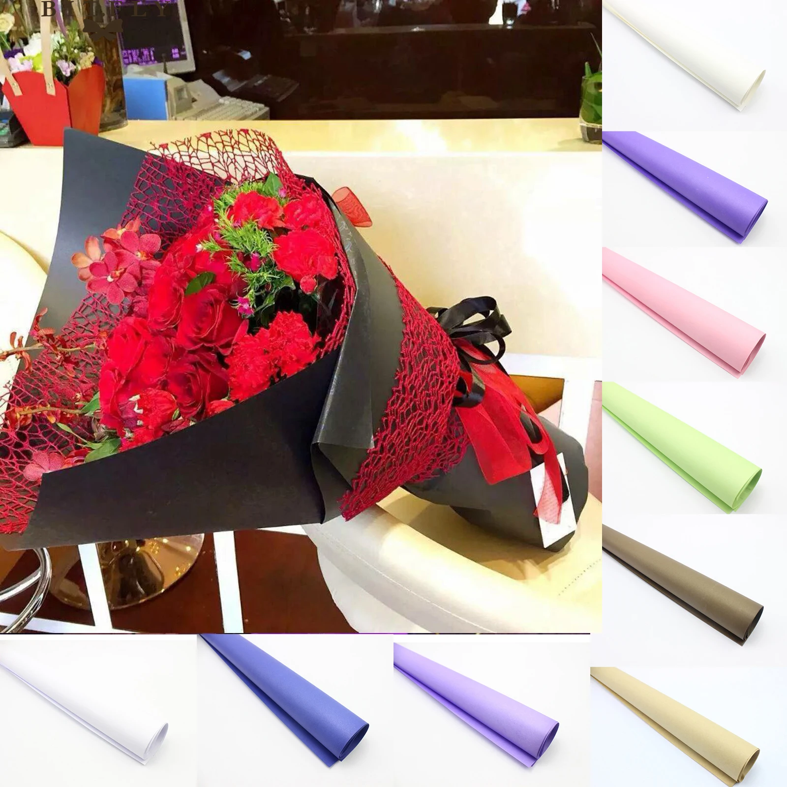 Двусторонний букет BITFLY из крафт бумаги для упаковки цветов 19 шт.|flower bouquet|florist