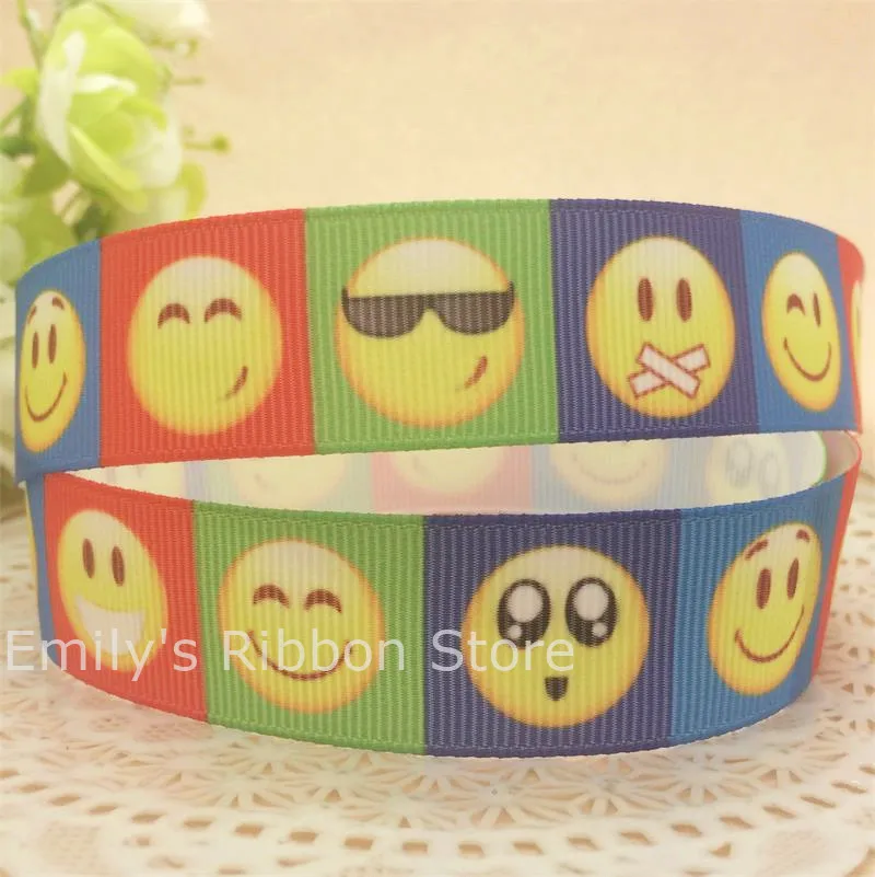 Free shipping 10 yards Smiling Face printed Grosgrain Ribbon Tape Clothing hairbow accessory Bakery gift package material Diy | Дом и сад