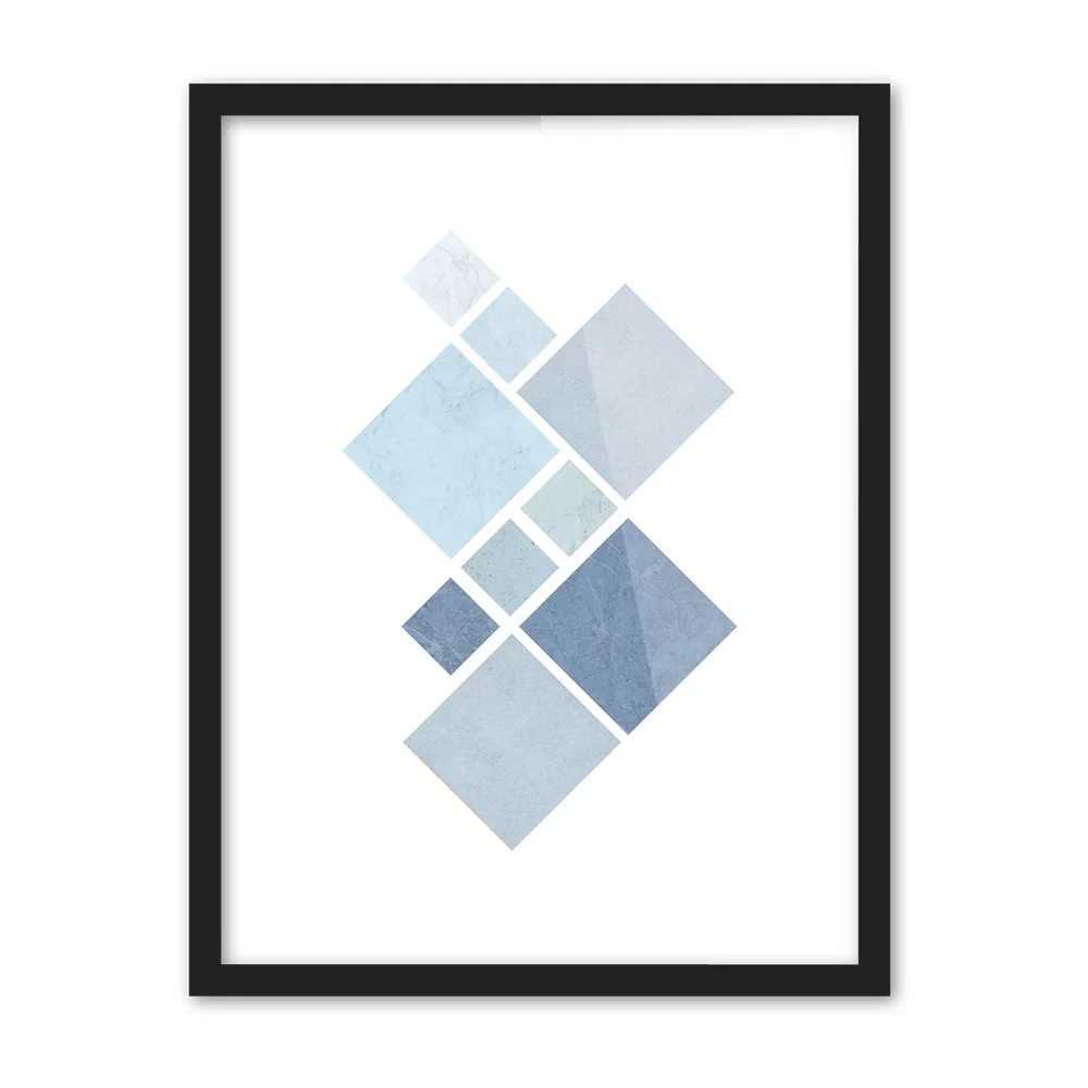 Абатракт синий геометрическая форма холст Художественная печать плакат