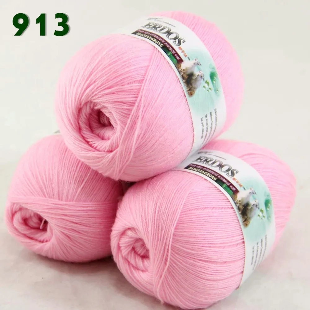 Лот из 3 мотков тонкая кружевная Мягкая шерстяная акриловая кашемировая пряжа