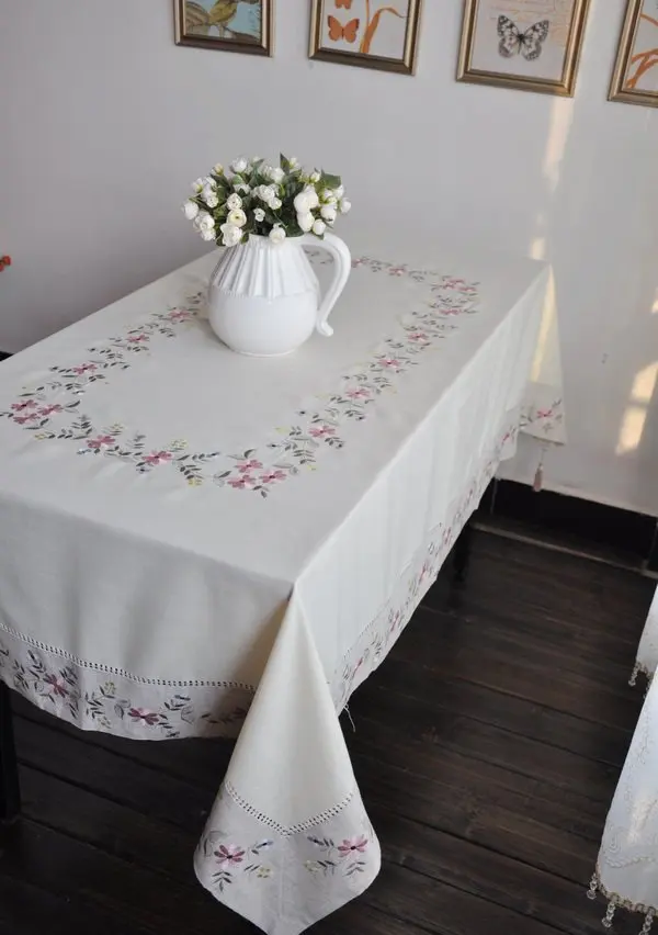 130X130 см (52X52 дюймов) Ажурными Вышивка Скатерть/Tablecover/по ПОЧТЕ HK | Дом и сад