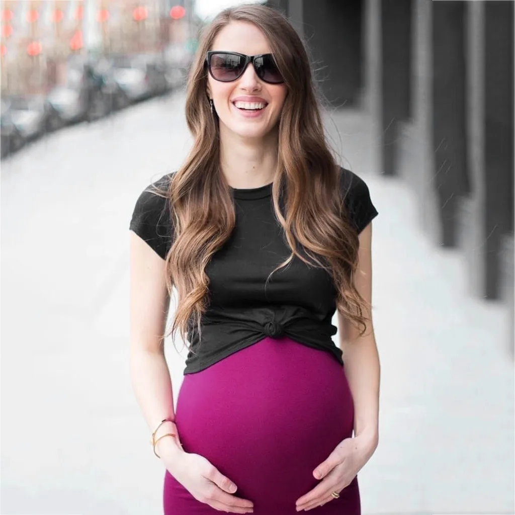 Платье для беременных комплект из 2 предметов Свободный Топ с коротким рукавом и