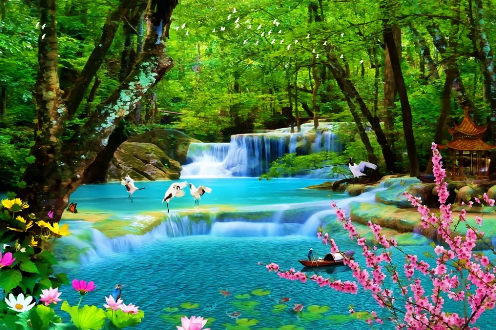 3D Шторы &quotВодопад&quot Водные пейзажи занавески для спальни гостиной украшения