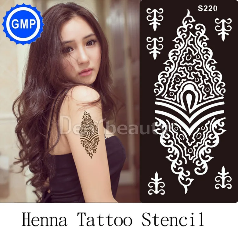 

6pcs/lot Mehndi Indian Henna Tattoo Stencil reuseable Henna Tatoo Template Professional Tattoos Stencil For hand Painting bride
