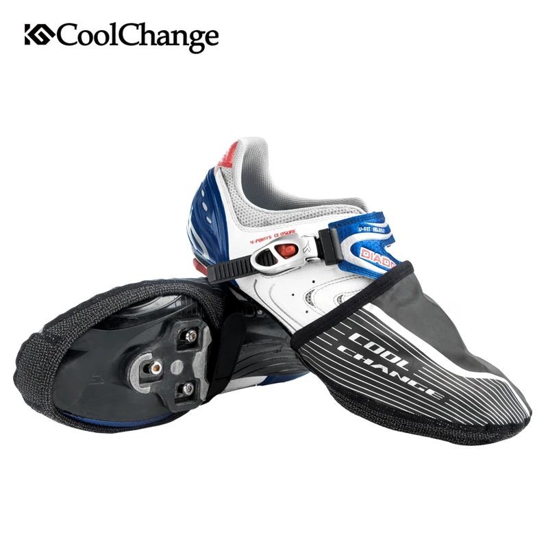 

CoolChange Cycling Shoe Cover Reflective Waterproof Lock Shoes Cover Lycra Fabric Half Palm Bicycle Overshoes MTB Bike Equipment