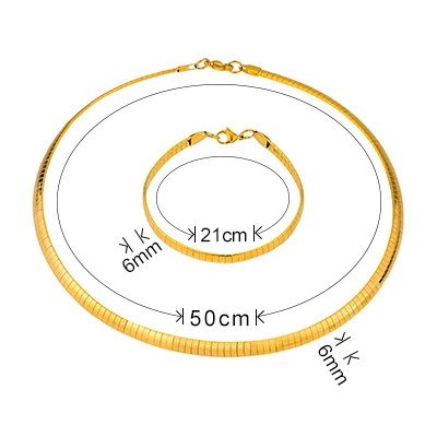 Length50CM Width6MM Baoyan модные 316L Нержавеющая сталь змея цепи золотые Цвет колье Цепочки и ожерелья и браслет Ювелирные наборы для Для женщин комплект украшений - Окраска металла: Length50CM Width6MM