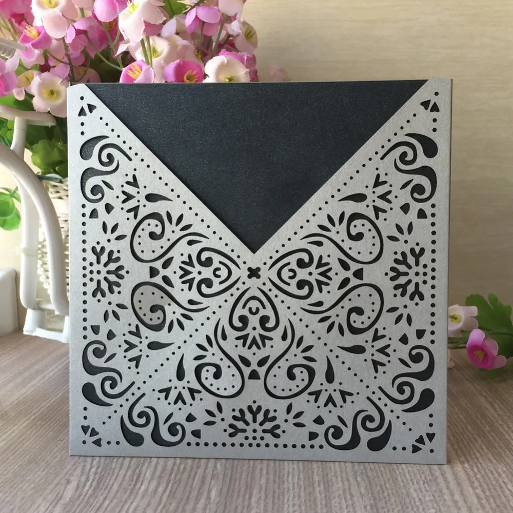 

50pcs/lot Delicate Laser Cut Wedding Card Invitations Birthday Party Decorations Event Party Supplies Blessing Card