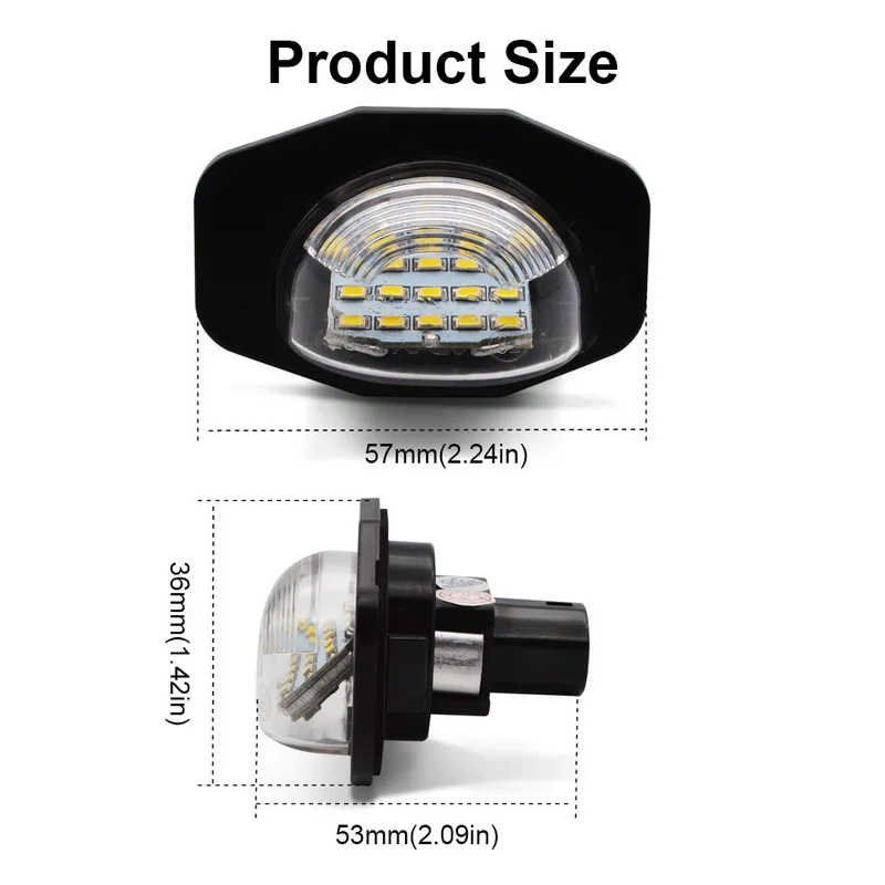 Safego 2 шт. 3 Вт Светодиодная лампа номерного знака 18 SMD 3014 автомобильная