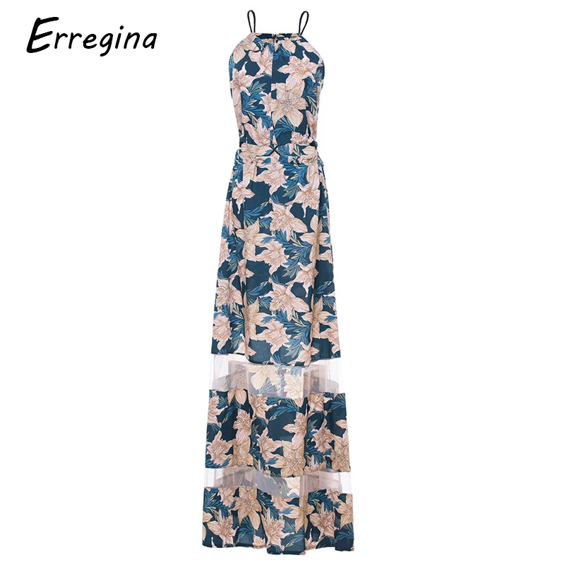 Erрегина женщины Лето в стиле бохо Макси длинное платье вечернее пляжное летнее с