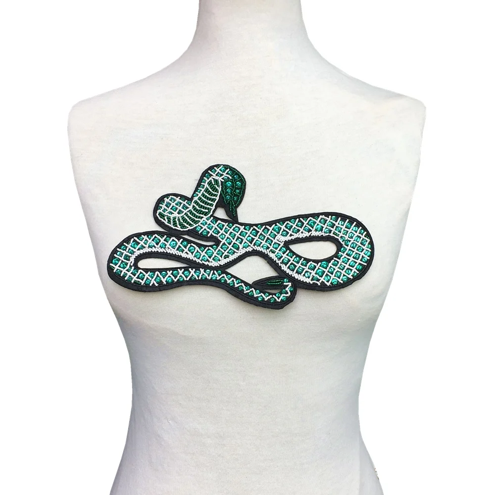 Вышитая бисером нашивка «Змея», аппликация, искусственная одежда, Пришивные Аппликации, 22x13 см, AC1351