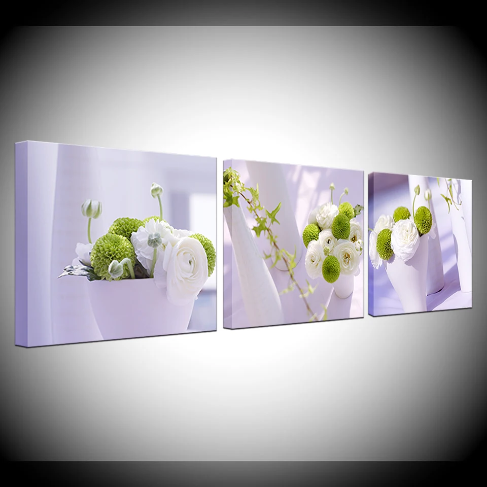 

3 pcs Modern Panel Abstract Flower Painting Above Canvas Wall Flower Image Home Decoration For Living Room Modular Frame picture