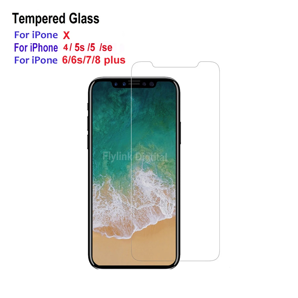Защитное стекло закаленное 9H для iphone X/6/7/X/4/5/6/7/8 plus | Мобильные телефоны и