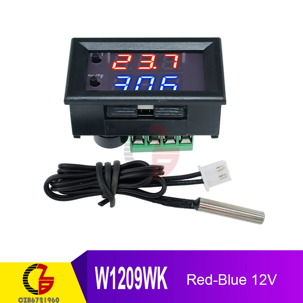 W1209WK Red-Blue W1209 W1209WK светодиодный цифровой регулятор температуры 12 В 110 В 220 в домашний инкубатор Автомобильный термометр метеостанция - Цвет: W1209WK Red-Blue