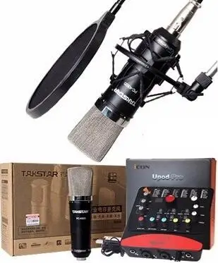 Микрофон для записи Takstar со звуковой картой значком upod pro студийной чата