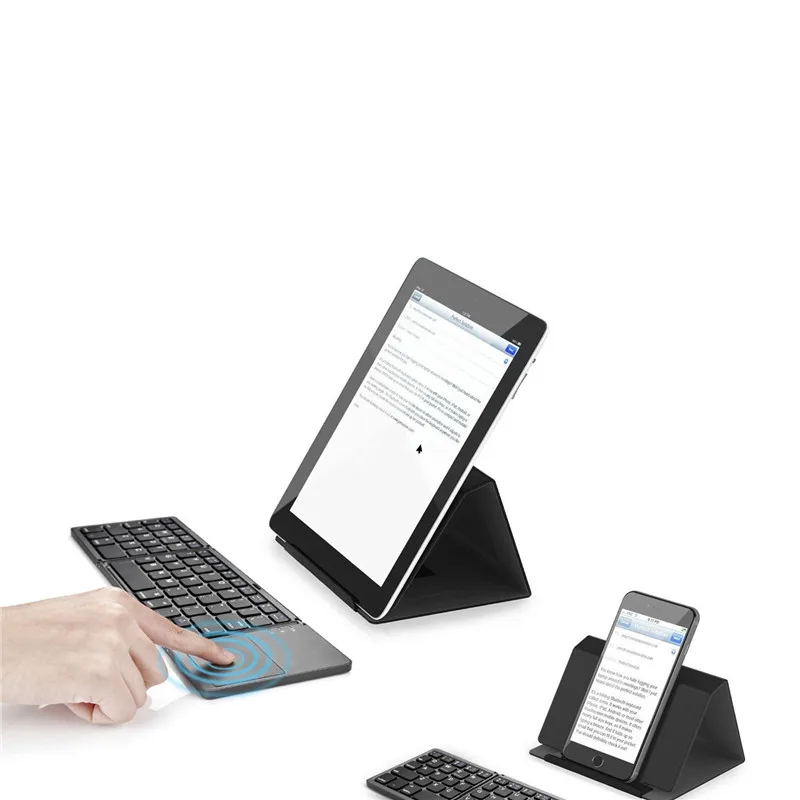 B033 Twice Folding Bluetooth Keyboard Rechargeable Wireless Slim Portable Foldable Touchpad Keypad for ipad Tablet PC | Компьютеры и