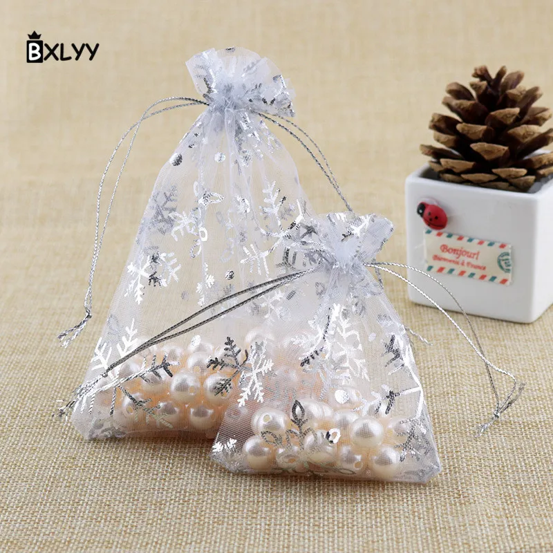 

BXLYY50pc wedding decoration supplies snowflake organza candy bag to send guests wedding gifts Christmas New Year decoration.8z