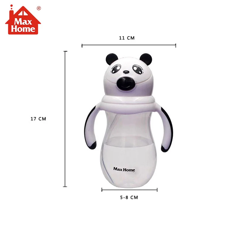 MAX HOME, 330 мл, милая чашка с пандой для детей, обучающая бутылочка с ручкой для питья, воды, соломы, с одной щеткой для чистки