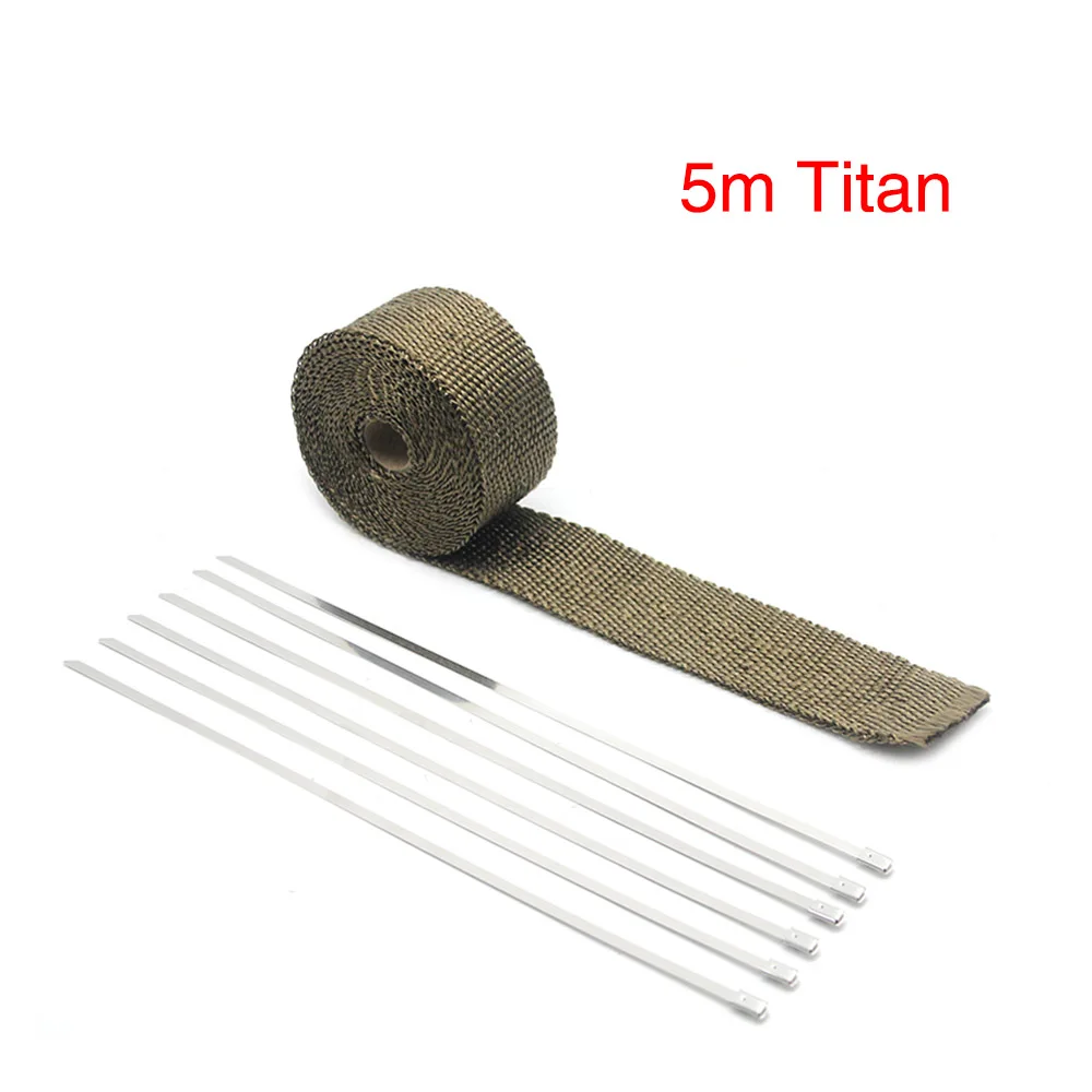 5M Titanium Alconstar, 1,5 мм* 50 мм* 5 м, 10 м, 15 м, для мотоцикла, выхлопная, тепловая, выхлопная лента, коннектор, жаростойкий, для мотоцикла, автомобиля - Цвет: 5M Titanium