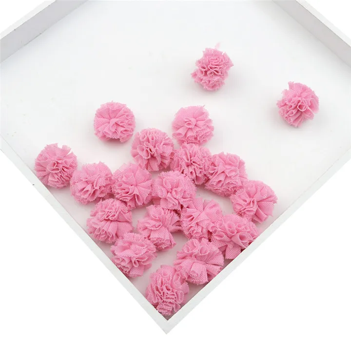 Pink Yarn Balls 20-100 шт, кружевные Сетчатые эластичные Цветочные шары, сделай сам, товары для рукоделия, Свадебный декор, пряжа, шарики, головные уборы, ювелирные украшения, помпоны - Цвет: Pink Yarn Balls