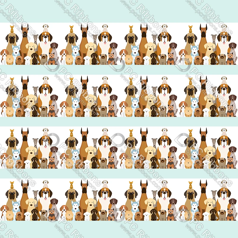 Custom cartoon cute hound printed grosgrain ribbon fold over elastic printing ribbons DIY hair accessories band 50 yards