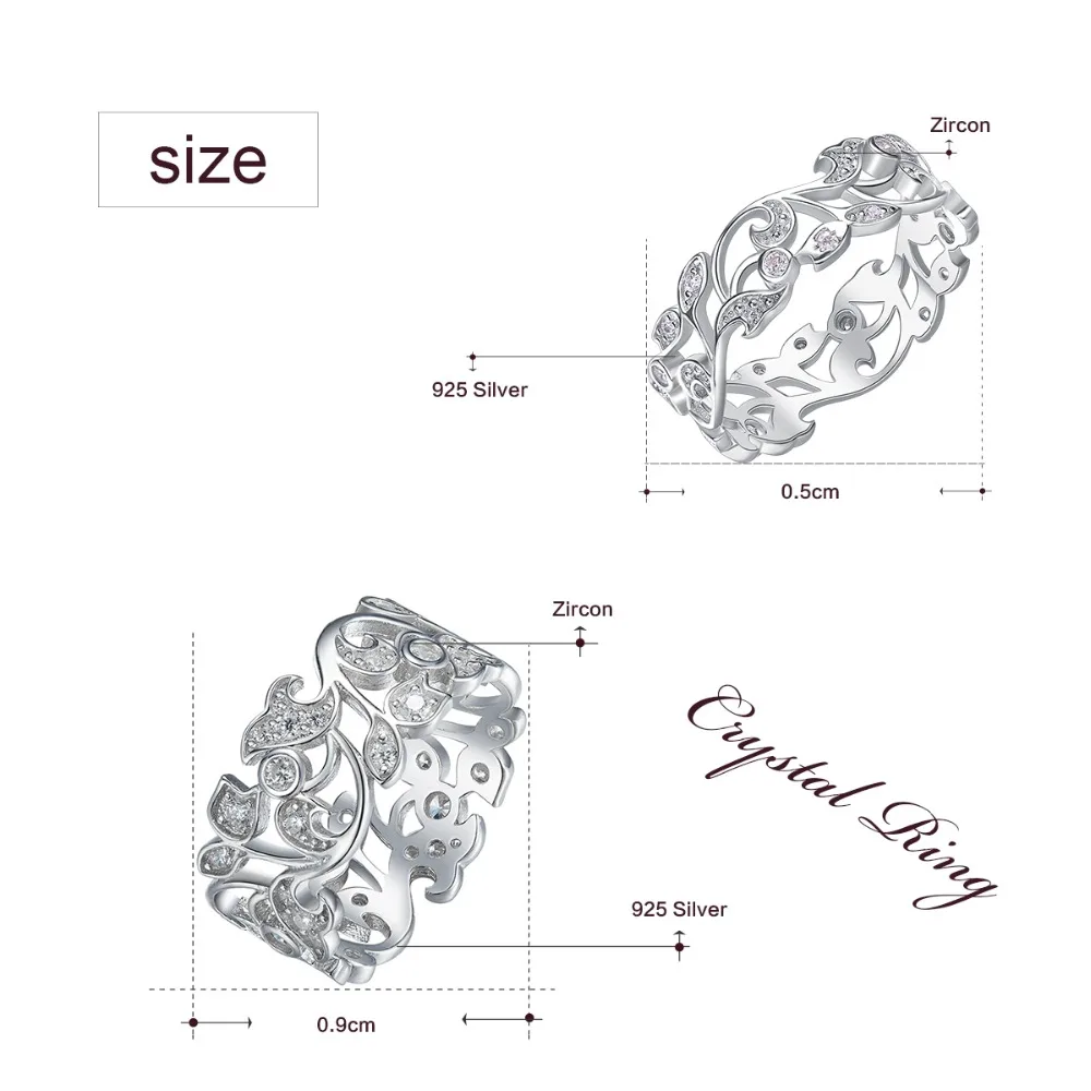 Женское серебряное кольцо Cdyle полые стразы из стерлингового серебра 925 пробы