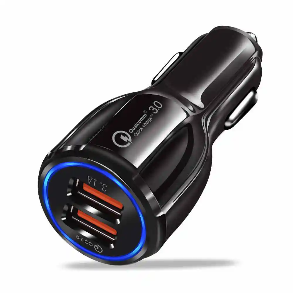 USB зарядное устройство Быстрая зарядка 3,0 зарядное устройство для мобильного телефона 2 порта USB быстрое автомобильное зарядное устройство для IPhone samsung планшет автомобильное зарядное устройство адаптер - Тип штекера: Black
