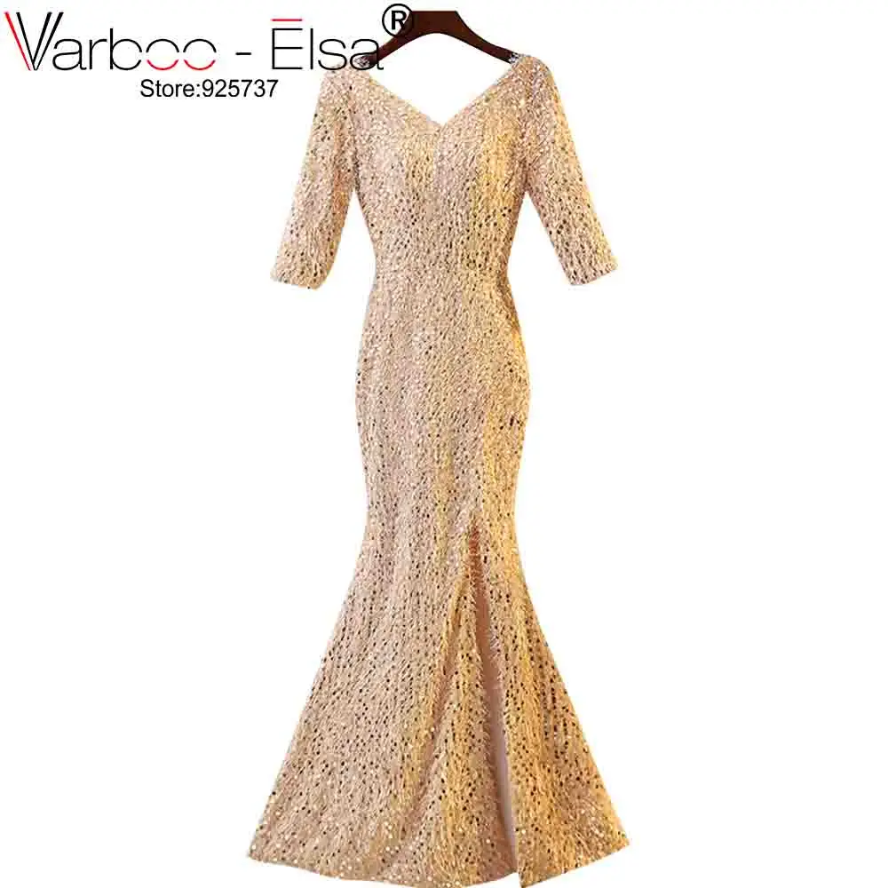 Женское вечернее платье с V образным вырезом юбкой годе|Платья на выпускной| |