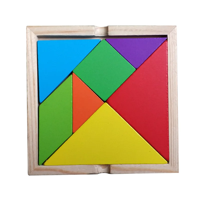 LEIKFONG Деревянный Tangram 7 шт головоломки красочный квадрат IQ игра головоломка