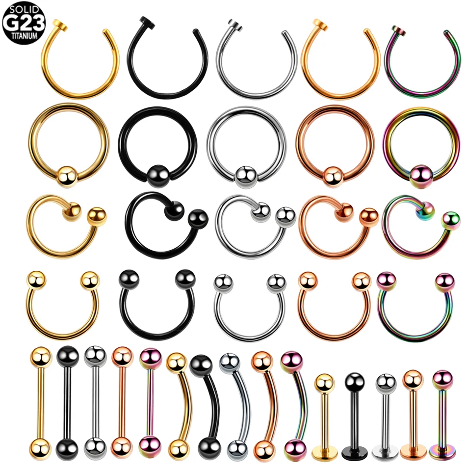 

1Pc Titanium Sexy Nostril Piercings Fake Septum Nose Ring Tragus Conch Daith Curved Barbell Industrial Nipple Tongue Piercings
