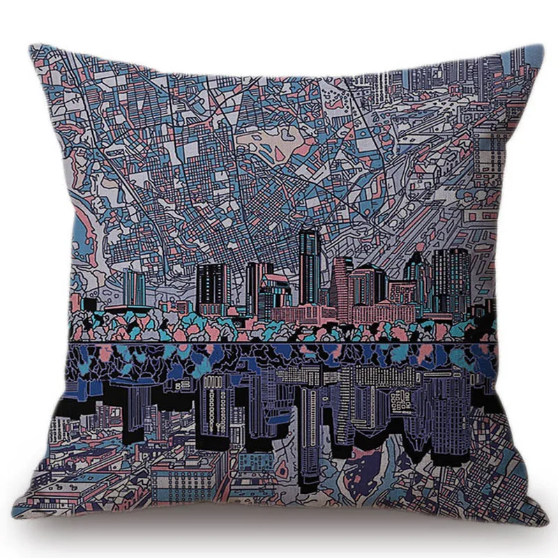 2018 US City Sketch Art Chicago Los Angeles украшение для дома чехол дивана наволочка из хлопка и