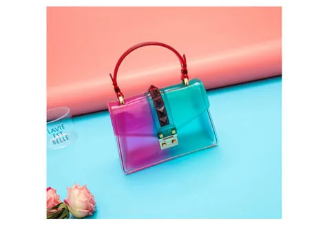 Sac прозрачный Femme Nouveau сумка через плечо прозрачная сумка желе маленькая сумка в форме раковины сумочка цвет столкновения сумки на плечо