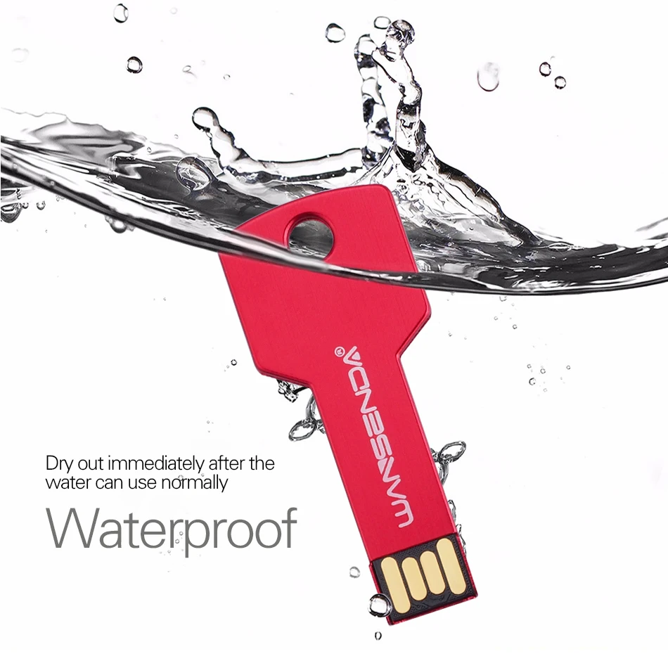 WANSENDA USB флеш накопитель 64 Гб металлический ключ 32 ГБ 16 8 водонепроницаемый Флешка 2