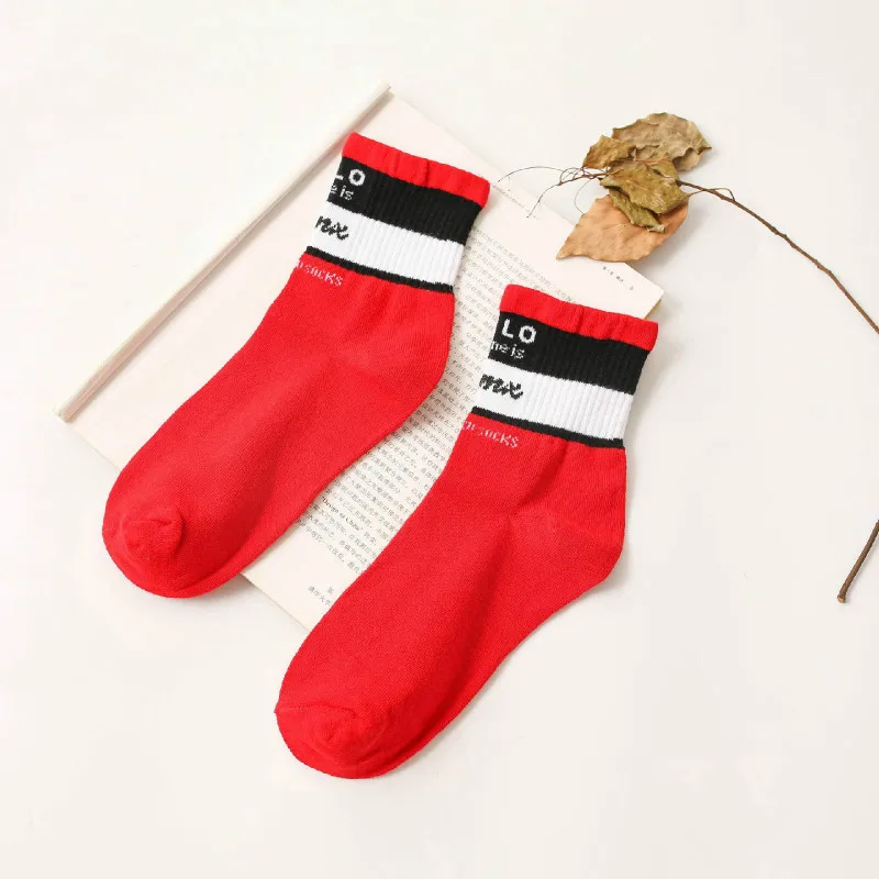 New Harajuku color hello name letters cotton socks wem casual Novelty high quality brand trend design Funny sokken dress | Мужская
