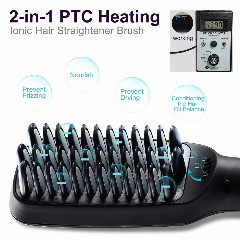 RUCHA ионной щетка для выпрямления волос с Керамика Турмалин электрические