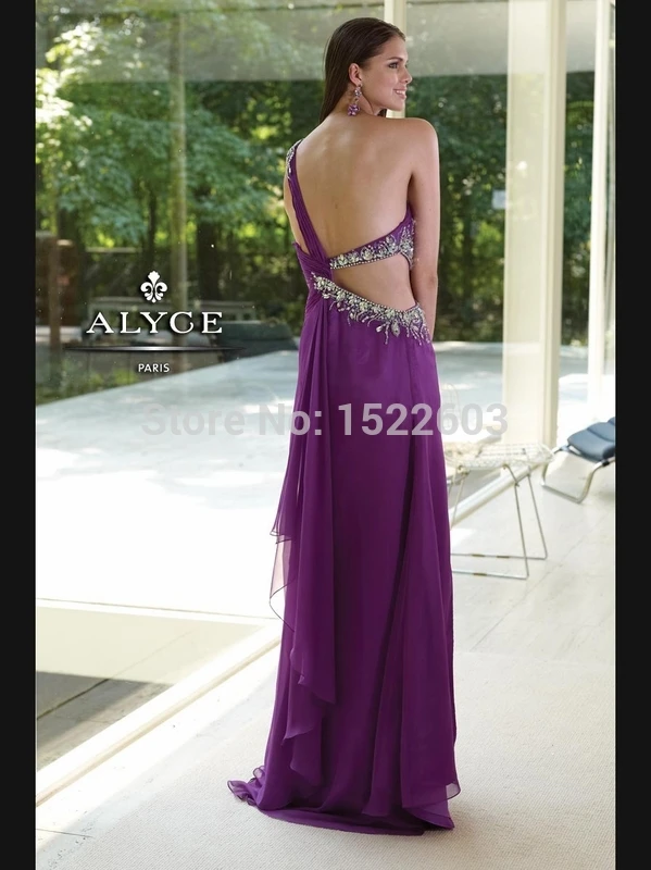 A Line One Shoulder Beading Chiffon Sexy Long Purple Evening Dress Party Elegant Formal Prom Dresses 2015 T1204 | Свадьбы и